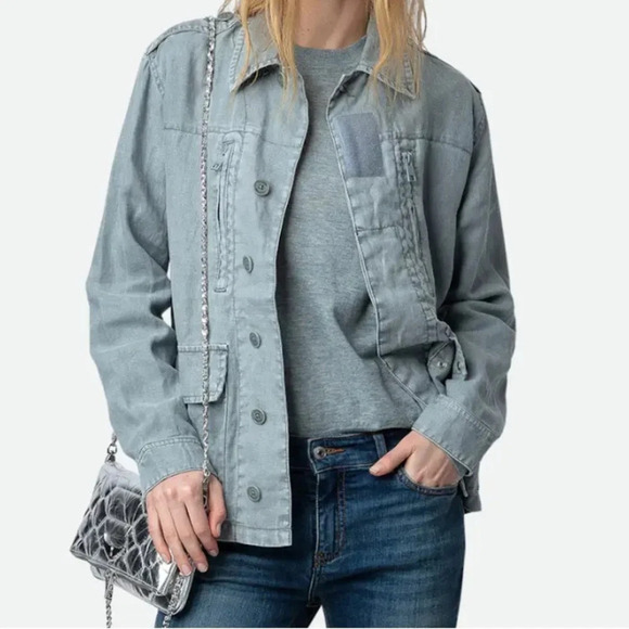 ZADIG & VOLTAIRE linen military jacket. Back design. - Picture 1 of 9